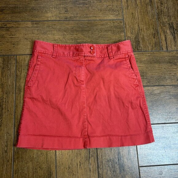 J. Crew Red Stretch Cotton Straight Jean Style Mini Skirt Size 8 - Picture 3 of 7
